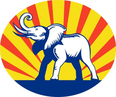 African bull elephant charging attacking clipart