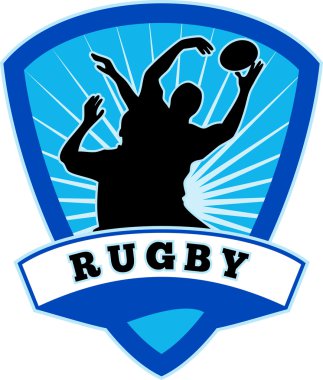 Rugby player jumping lineout ball clipart