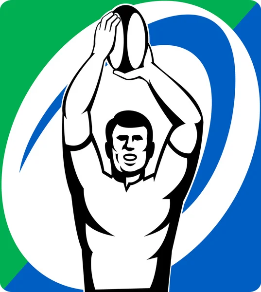 Rugby player throw lineout ball — Stock Photo, Image
