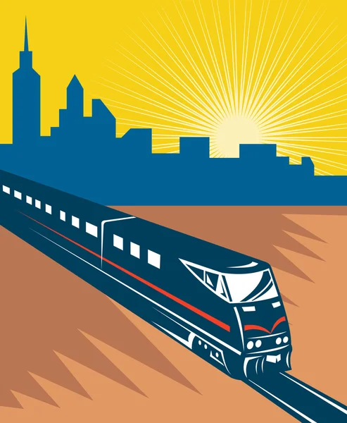 Stadtsilhouette des Personenzugs — Stockfoto