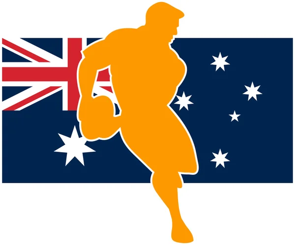 Rugby Player Avustralya bayrağı çalışan — Stok fotoğraf