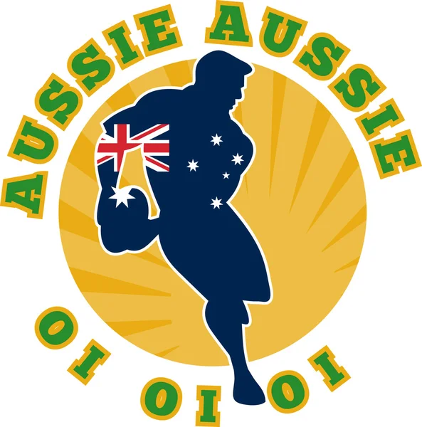 ラグビー プレーヤー オーストラリアの国旗を実行しています。 — ストック写真