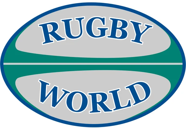Pelota de rugby con palabras rugby world — Foto de Stock