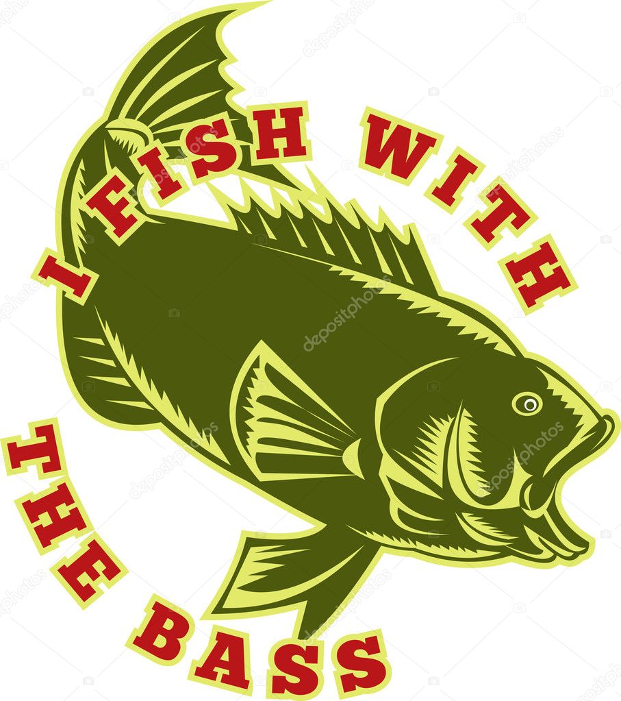 Largemouth bass fish jumping