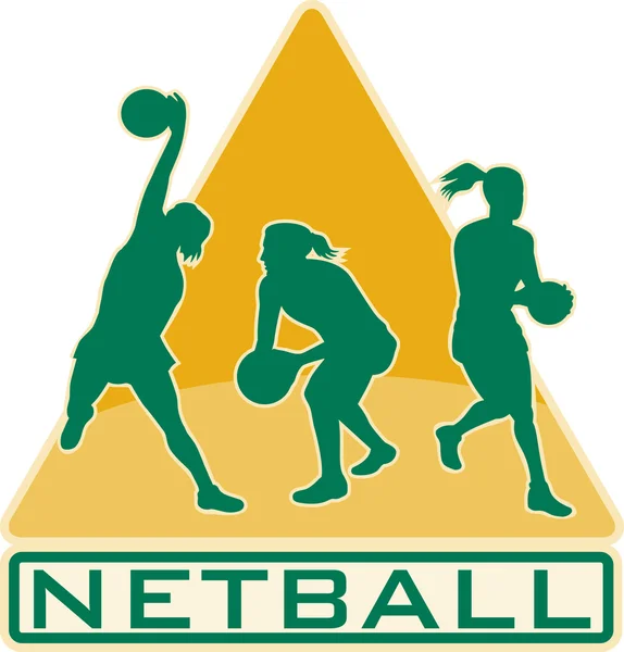 Netball player catching jumping passing ball — Stock Photo, Image