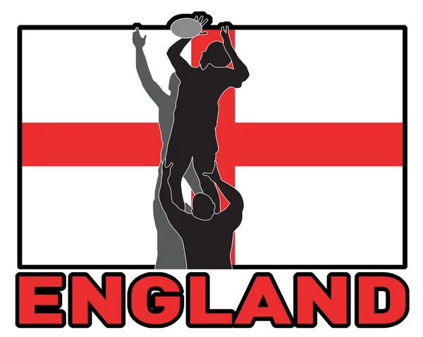 Rugby lineout throw ball england flag — Stock Photo, Image