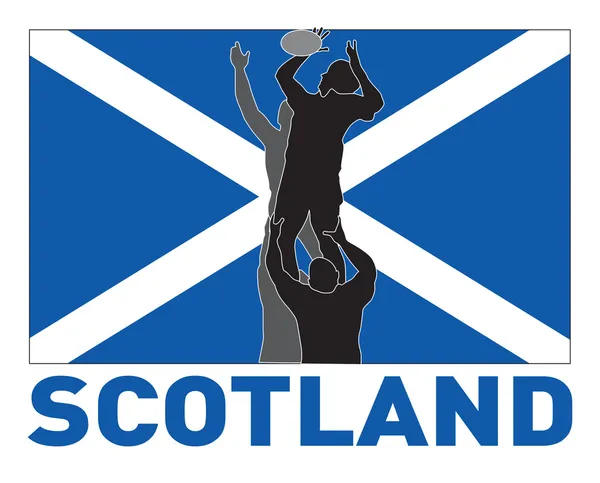 Jugador de rugby captura lineout bandera de Escocia — Foto de Stock