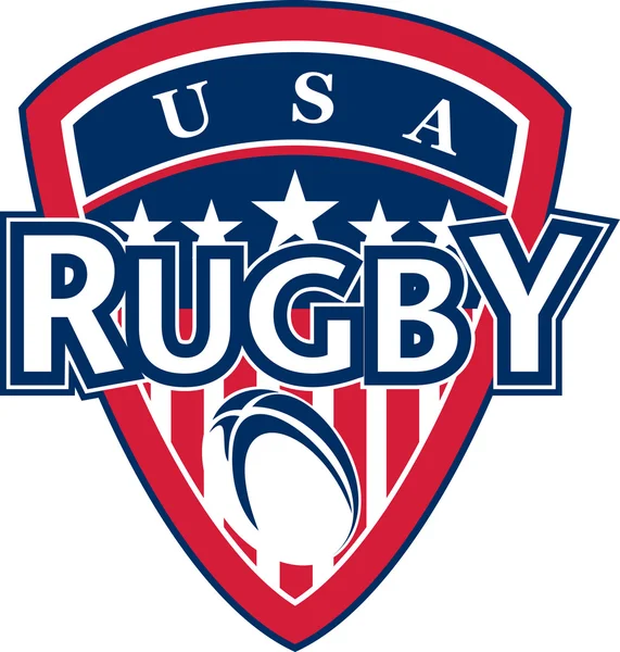 Rugby boule bouclier Etats-Unis drapeau étoiles et rayures — Photo