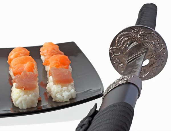 Meč a sushi — Stock fotografie
