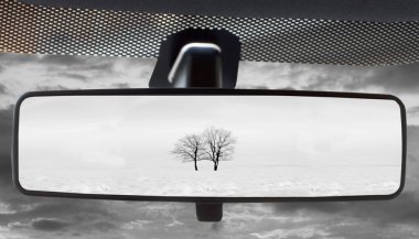 Landscape in the rearviewmirror clipart