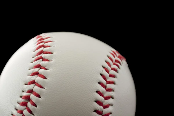 Gros Plan Une Balle Baseball Sur Fond Noir — Photo