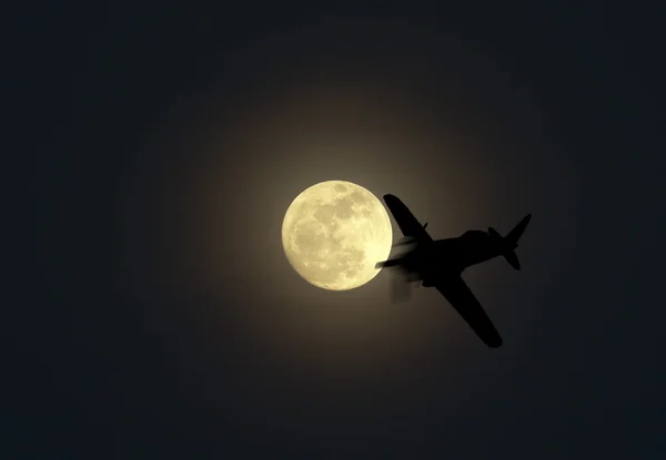 Φεγγάρι και αεροπλάνο — Φωτογραφία Αρχείου