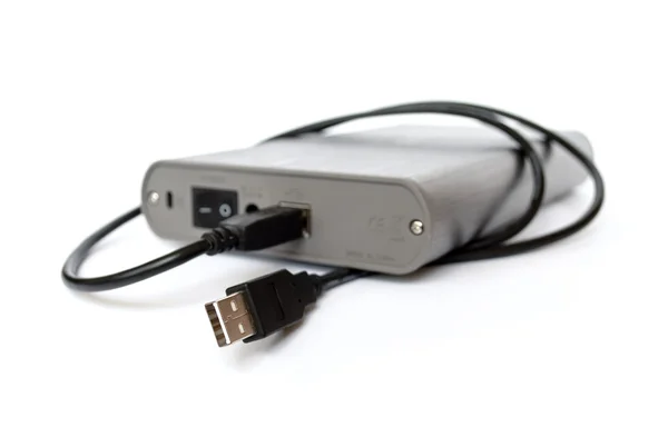 Внешний жесткий диск с кабелем USB — стоковое фото