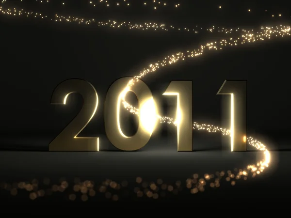 2011 with light wave — Stock Photo, Image