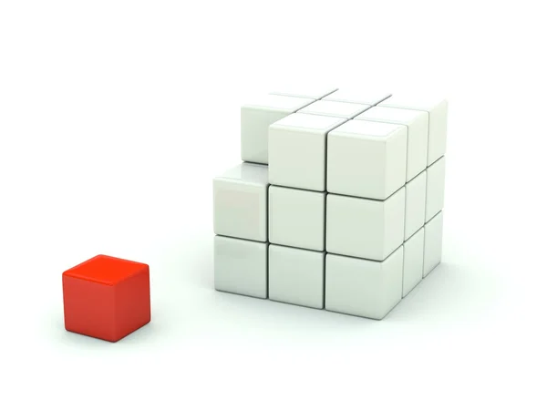 3d cubo aislado en blanco — Foto de Stock