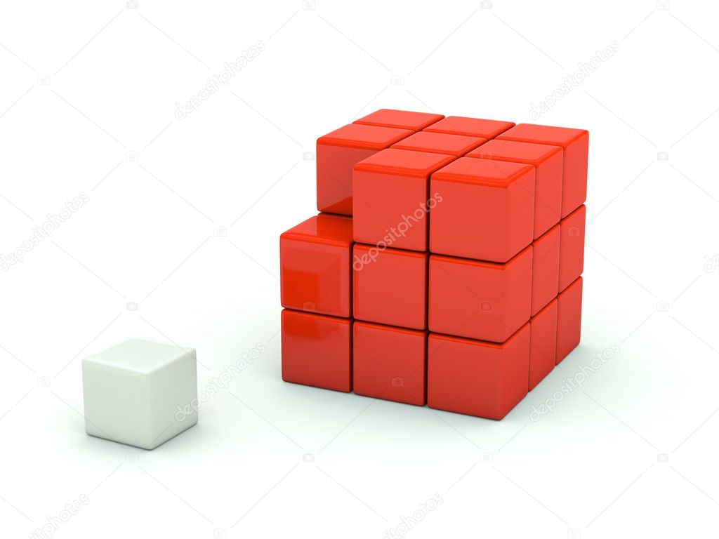3d cube isolated on white