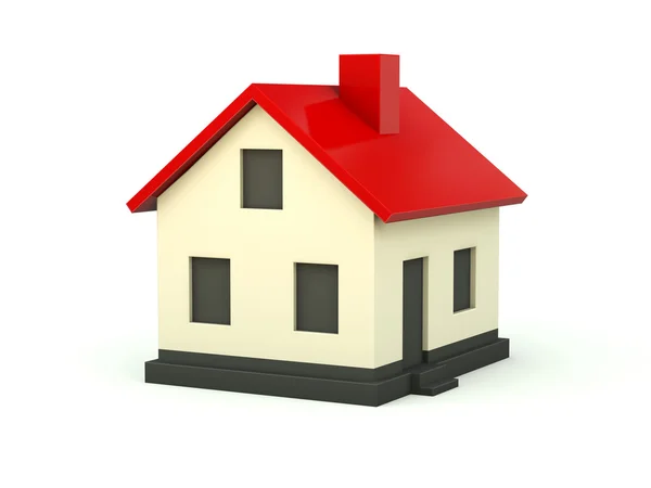 Casa com telhado vermelho isolado em branco — Fotografia de Stock