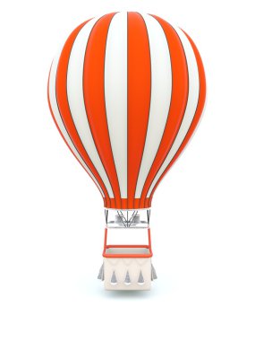 Red hot air balloon isolated on white clipart