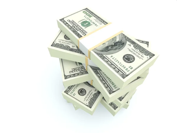 Beyaz üzerine izole edilmiş dolar yığını — Stok fotoğraf