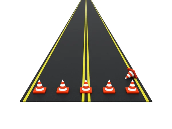 Road with traffic cones — Stock Photo, Image