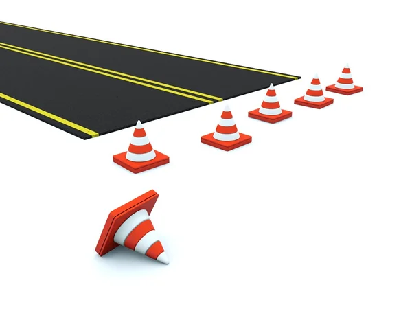 Road with traffic cones — Stock Photo, Image