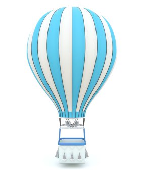 Blue hot air balloon isolated on white clipart