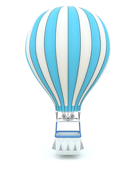 Blauer Heißluftballon isoliert auf weiß — Stockfoto