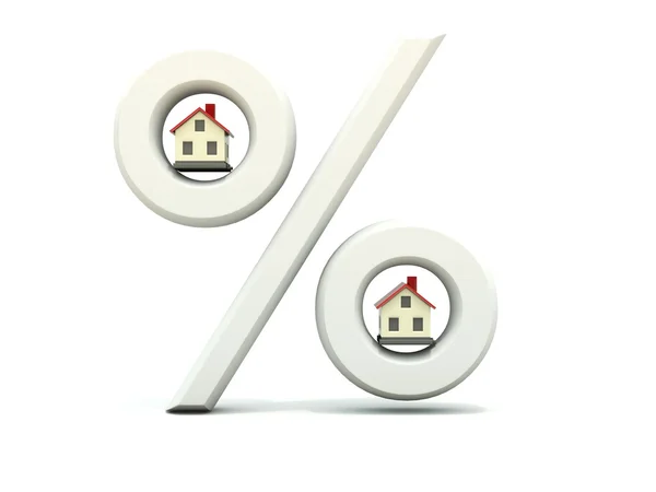 Casa com símbolo percentual — Fotografia de Stock