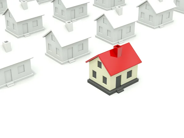Hus med rött tak — Stockfoto