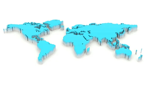 Blue World Map Isolated White — Stock Photo, Image