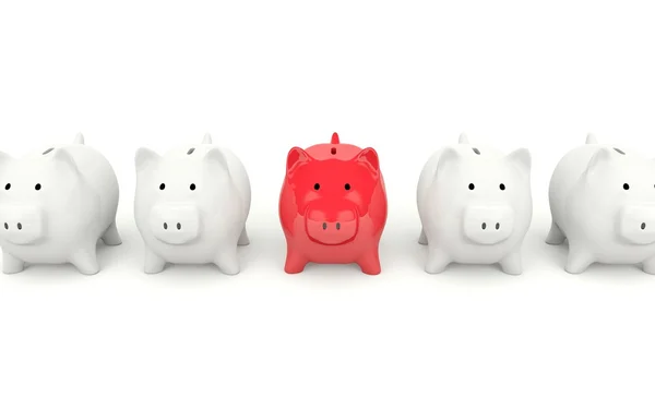 Red Piggy Bank Isolerad Vit — Stockfoto