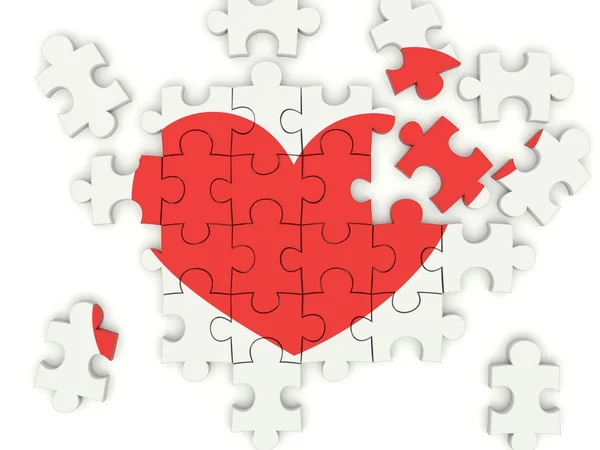 Beyaz Izole Kalp Puzzle — Stok fotoğraf