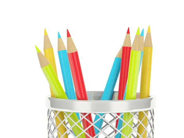 Glänzende Bleistifte Isoliert Auf Weiß — Stockfoto