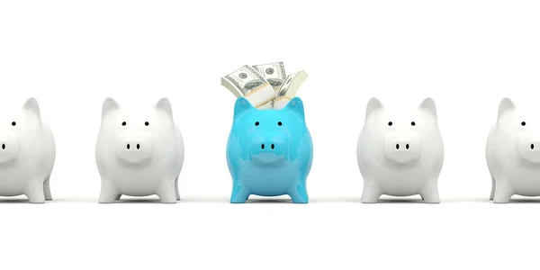 Piggy banco com dinheiro — Fotografia de Stock