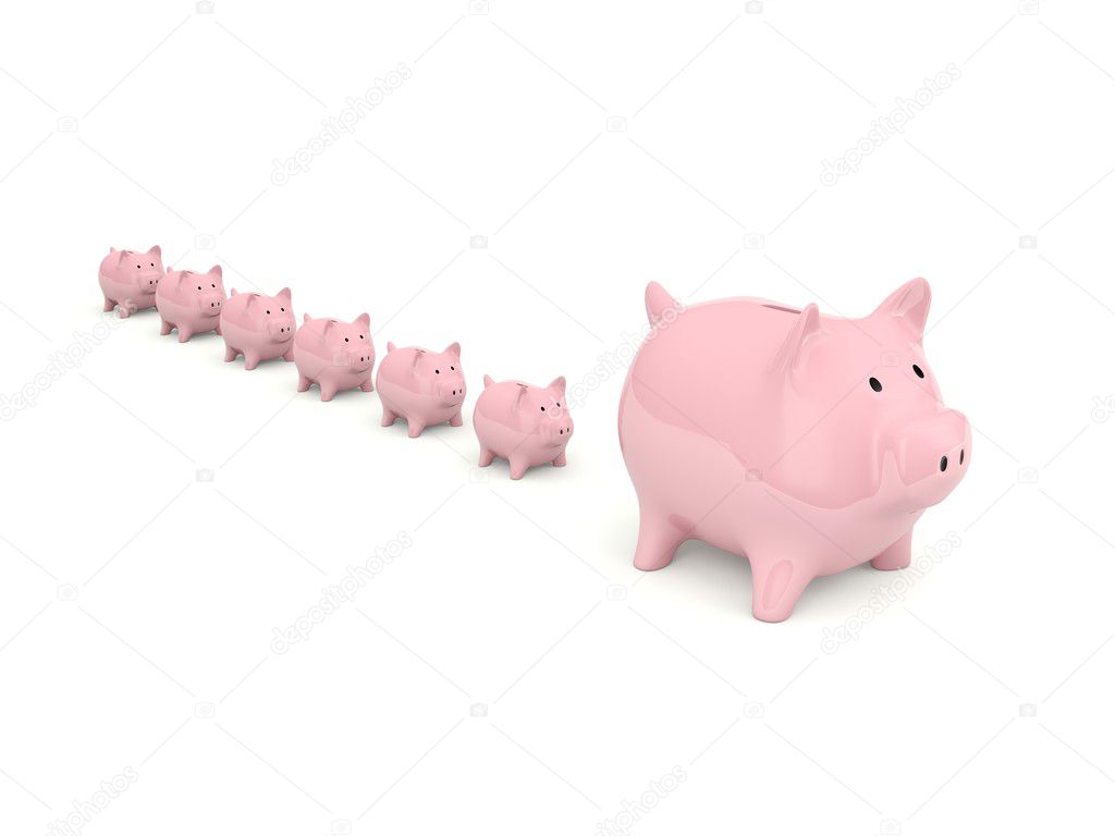 Row of Piggy Banks