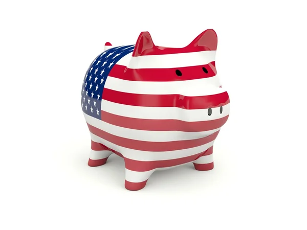Piggy Bank avec drapeau des États-Unis — Photo