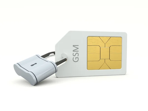 Sim card with padlock — Stock Photo, Image