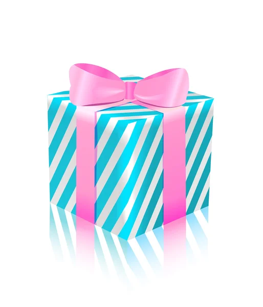Синьо-рожева подарункова коробка значок — стокове фото