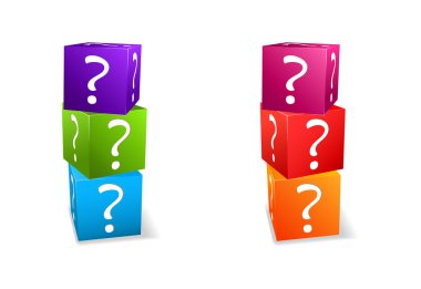 Icon set cubes with question mark clipart