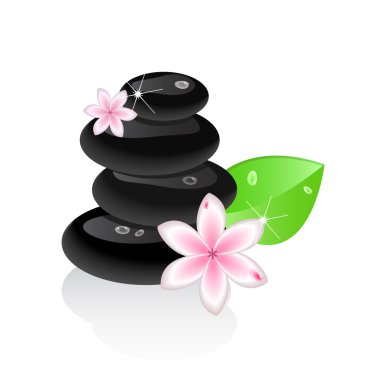 Zen stones with flower and leaf clipart