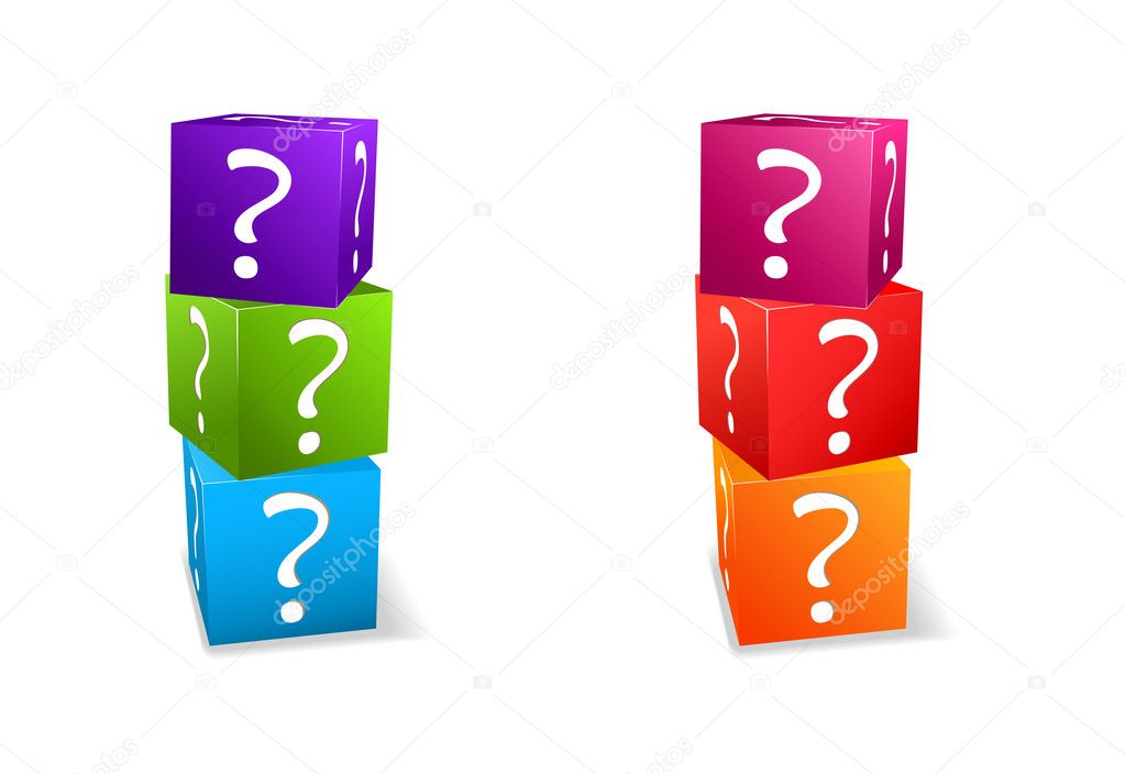 Icon set cubes with question mark