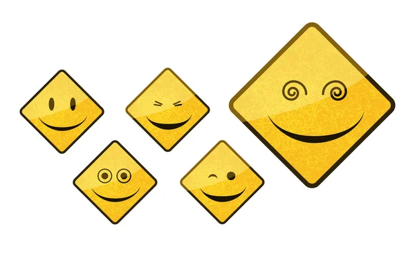 Smiley road sign icon set — Stock Photo, Image