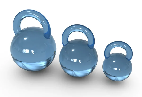 Blue glass weights. barbell. — Stock Photo, Image