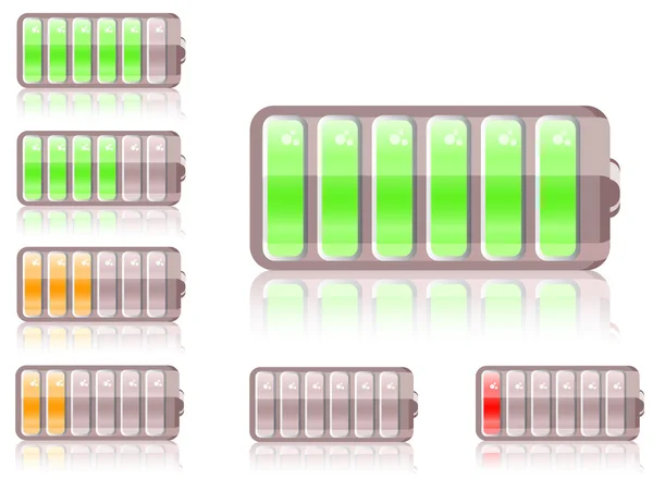 Conjunto de ícones de bateria brilhante — Vetor de Stock