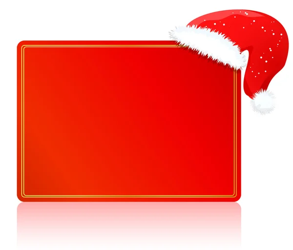 Red blank card on christmas or new year with hat — Stock Vector
