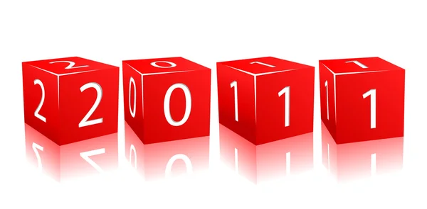2011 년 숫자 빨간색 큐브 — 스톡 벡터