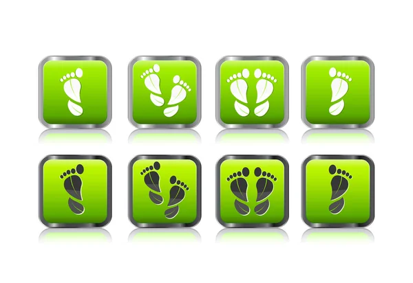 Impressão de pé em forma de conjunto de ícone de folha —  Vetores de Stock