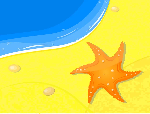 Морские звезды на песке у моря — стоковый вектор