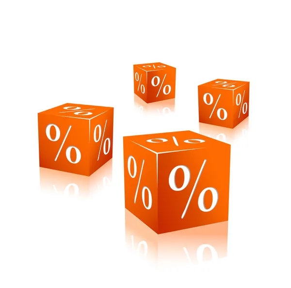 Orange cubes with percentage mark — Stock Vector