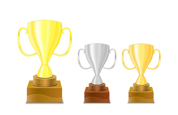 Ouro e prata troféu copos ícone — Vetor de Stock
